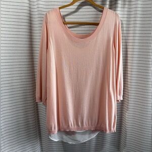 Torrid Peach Split back 3/4 sleeve layered look lightweight Knit Sweater Size 2